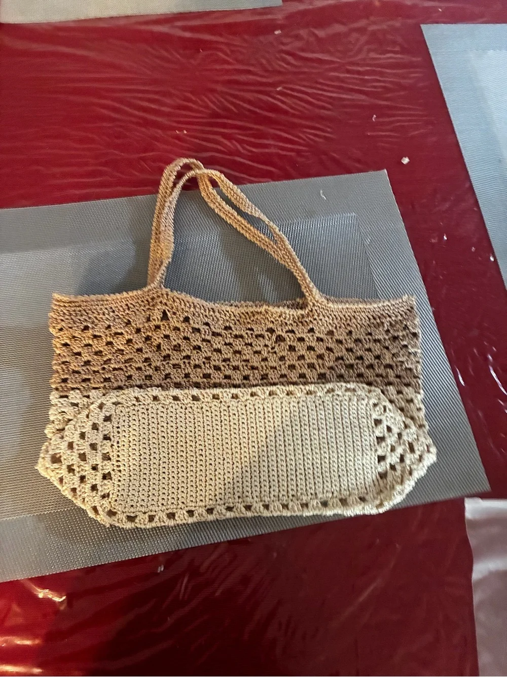 Handcrafted Crochet Tote Bag in Light Brown